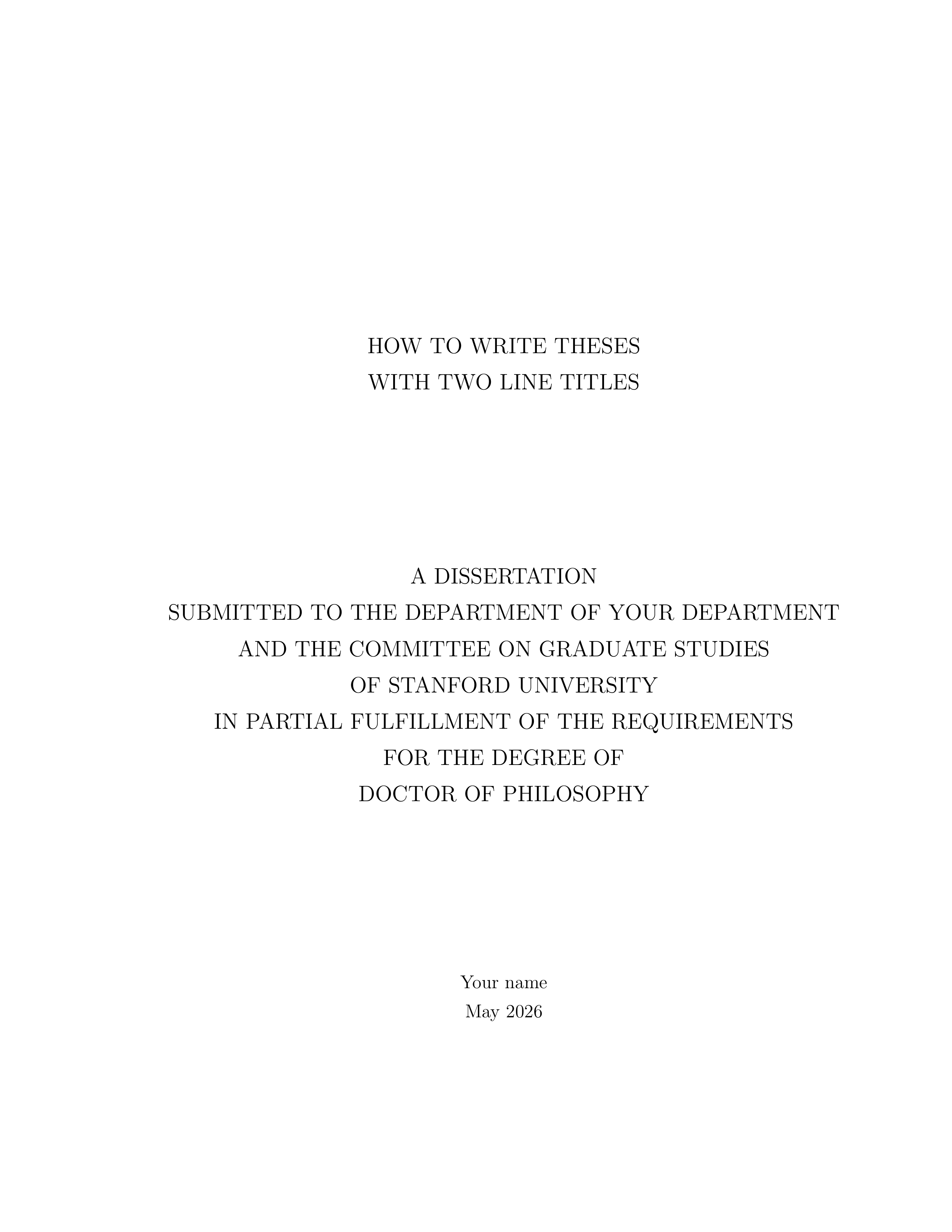 Stanford Thesis LaTeX template preview