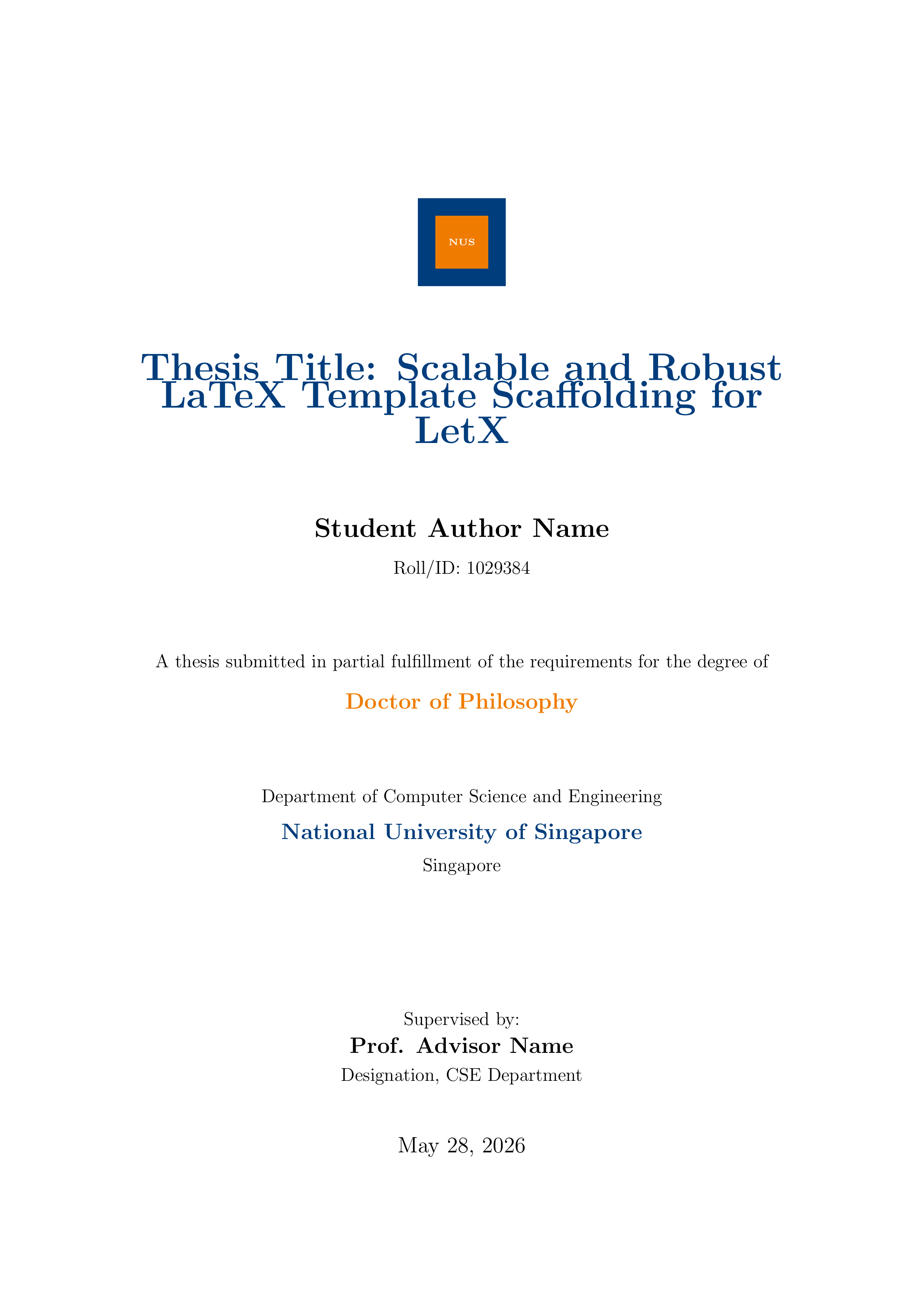 NUS Thesis LaTeX template preview