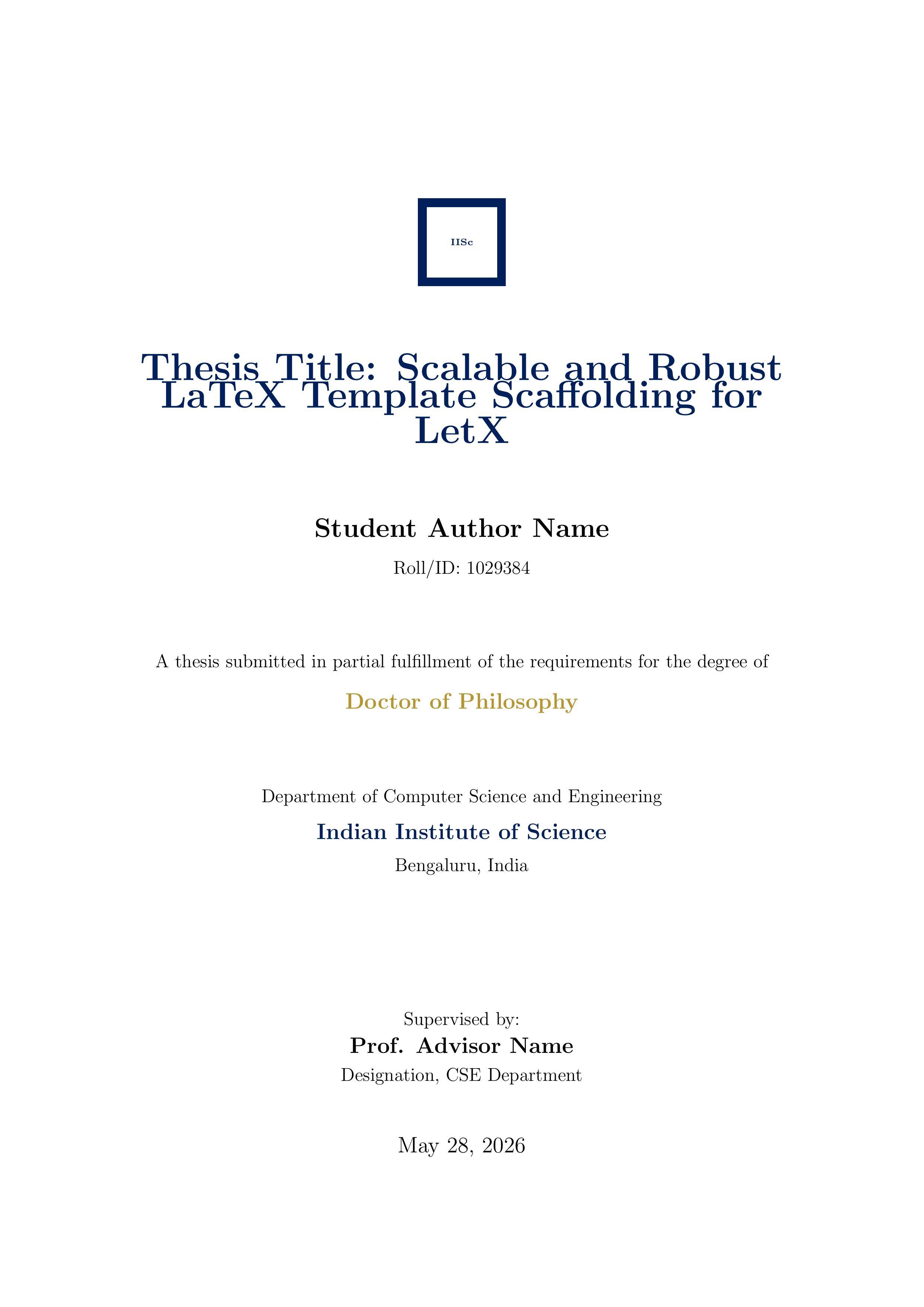 IISc Thesis LaTeX template preview
