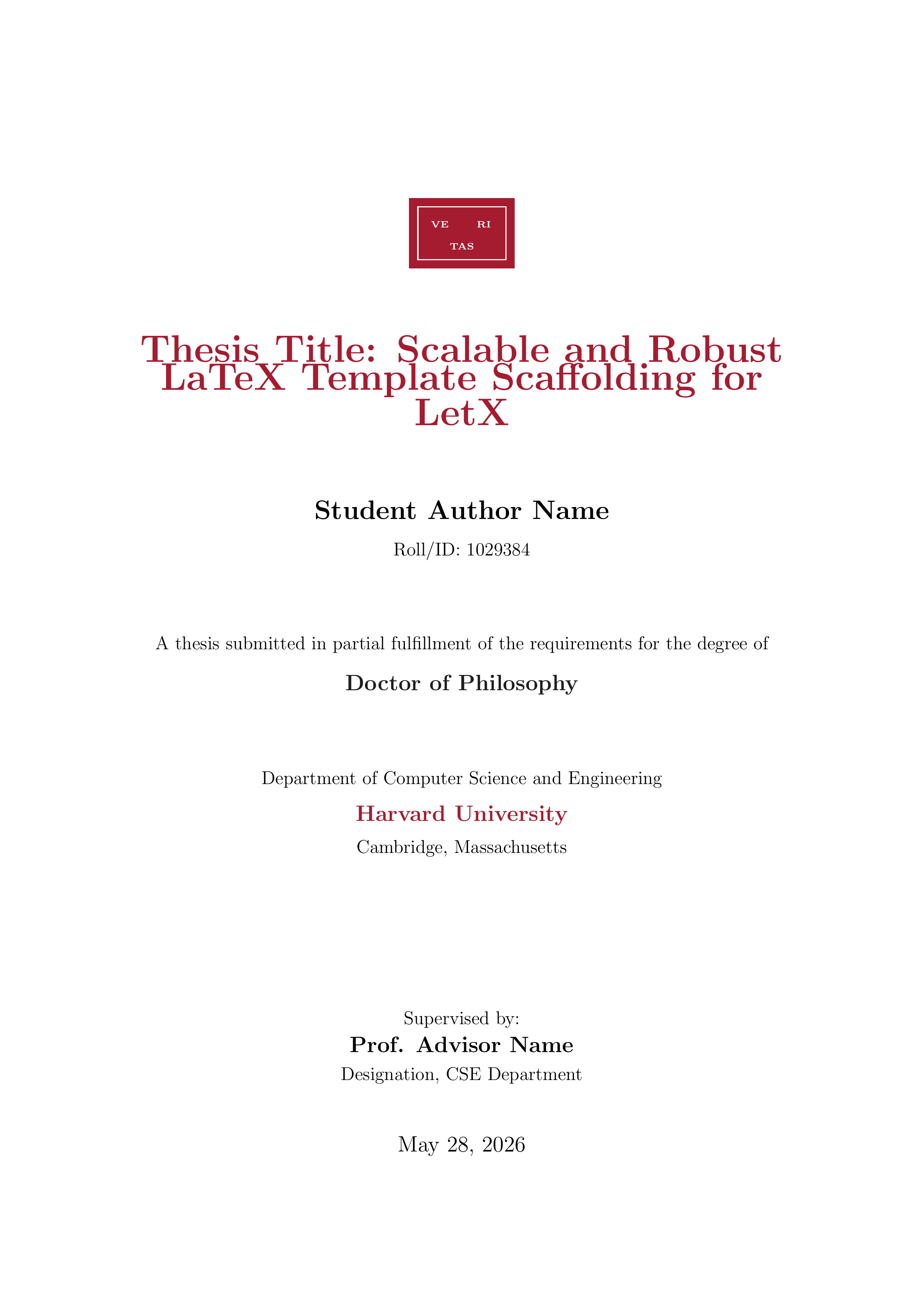 Harvard Thesis LaTeX template preview