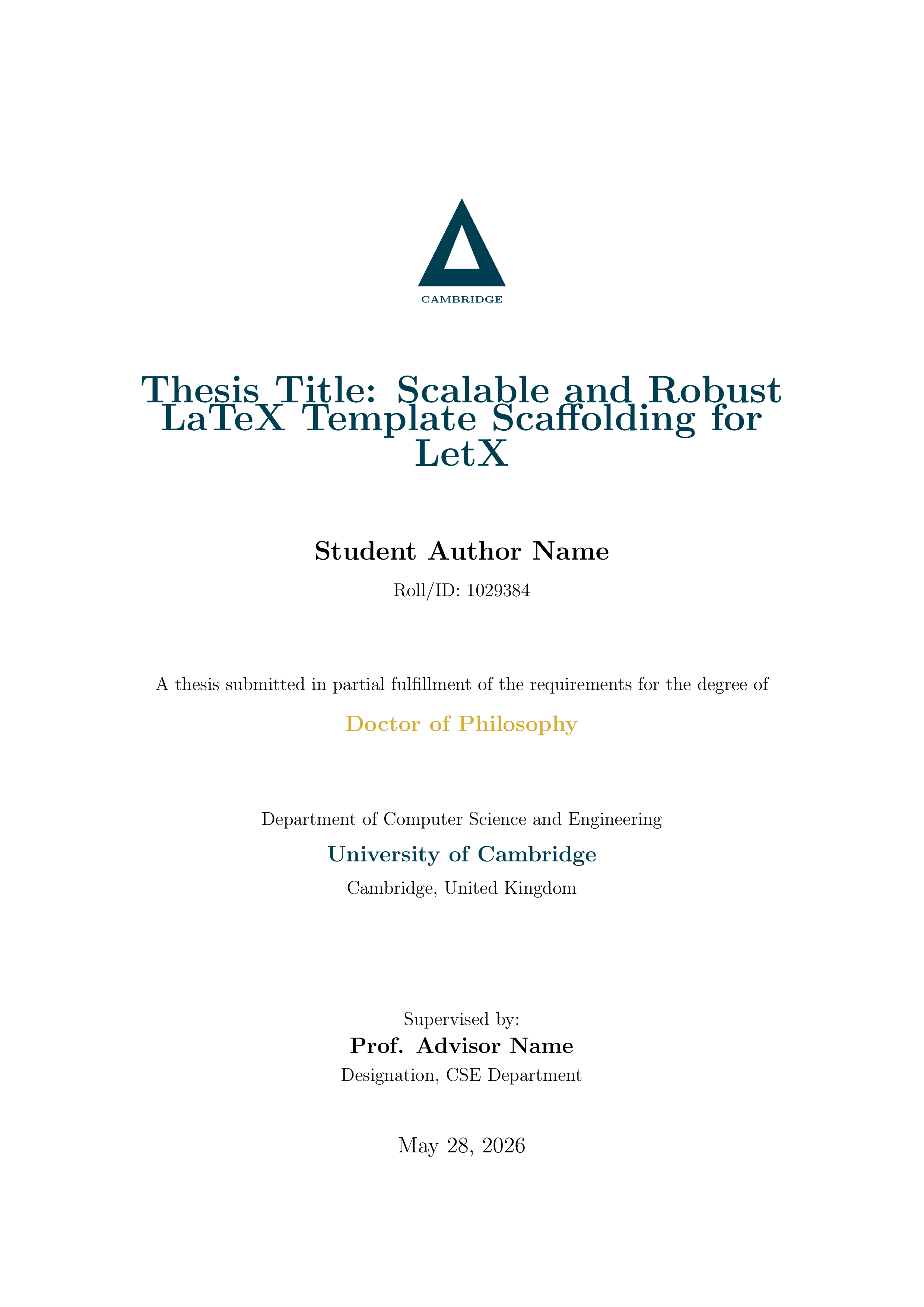 Cambridge Thesis LaTeX template preview