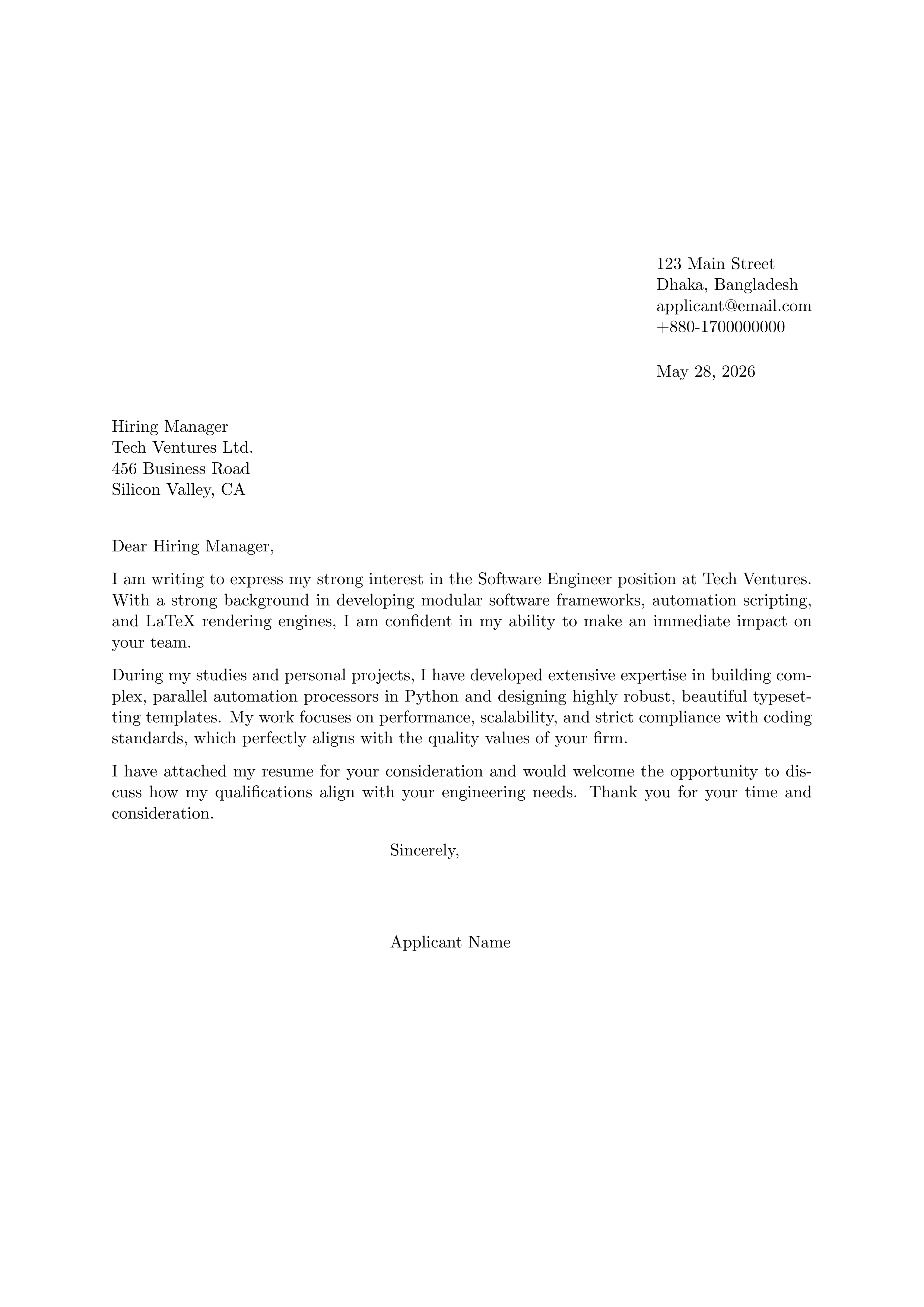 Cover Letter Template LaTeX template preview
