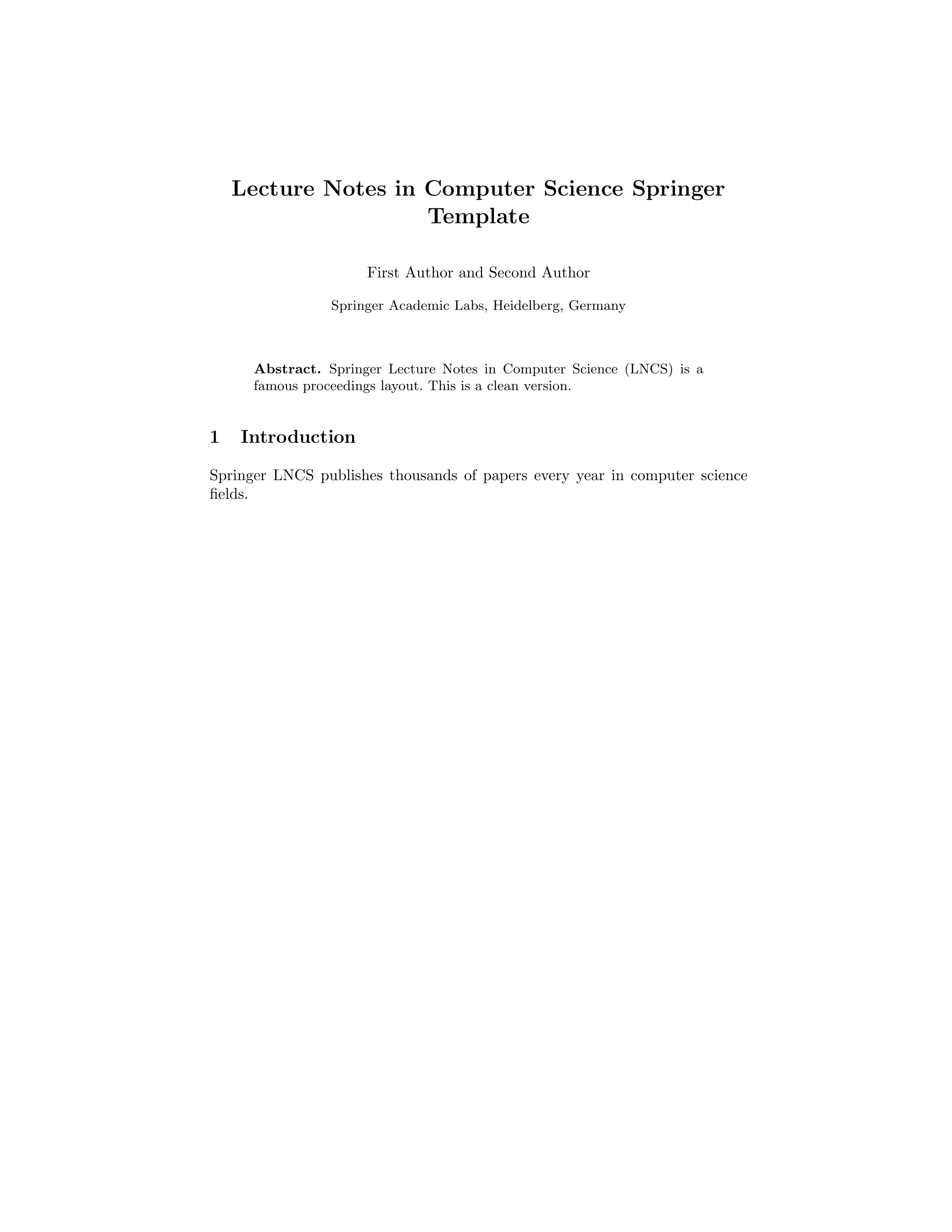 Springer LNCS LaTeX template preview