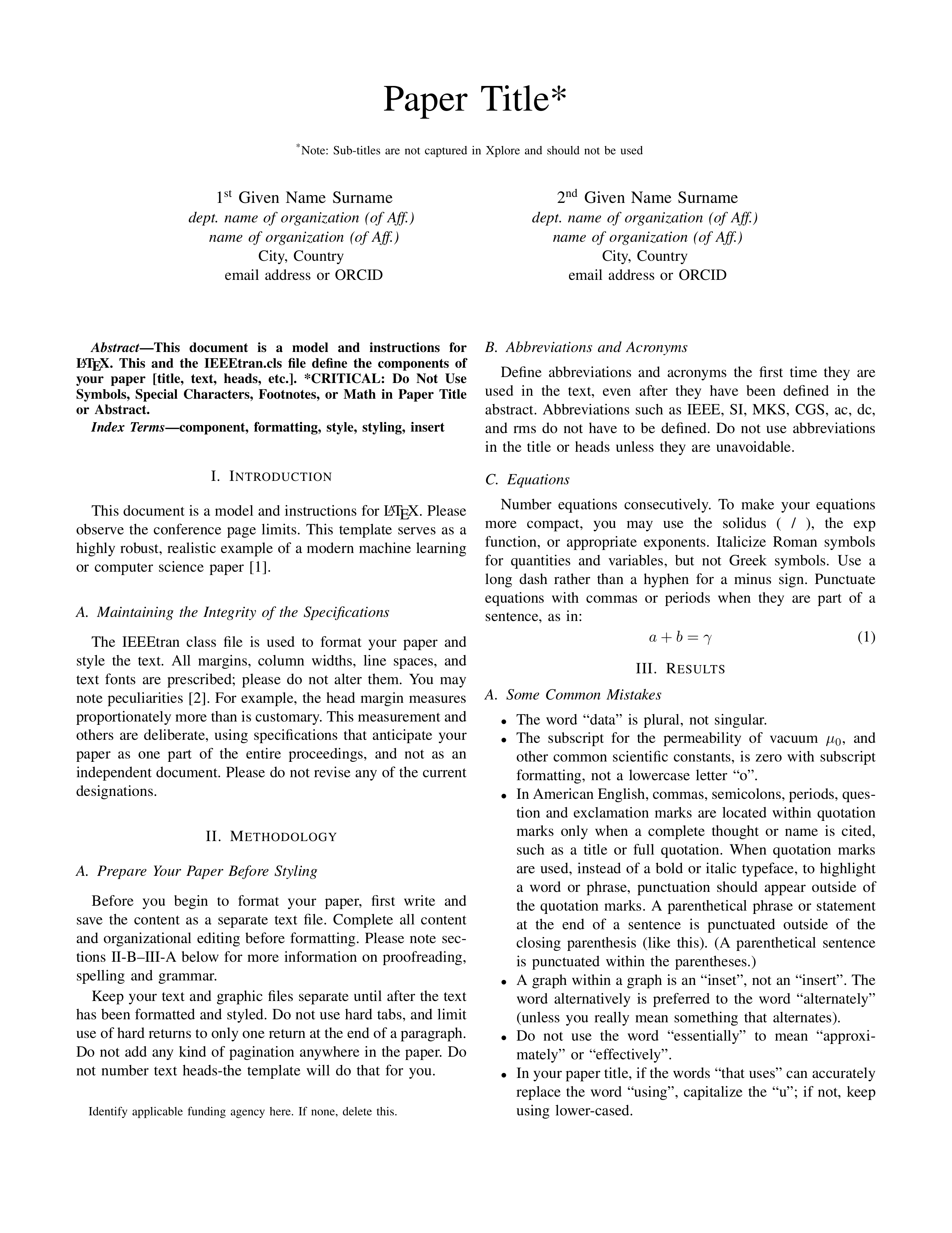 IEEE Conference Paper LaTeX template preview