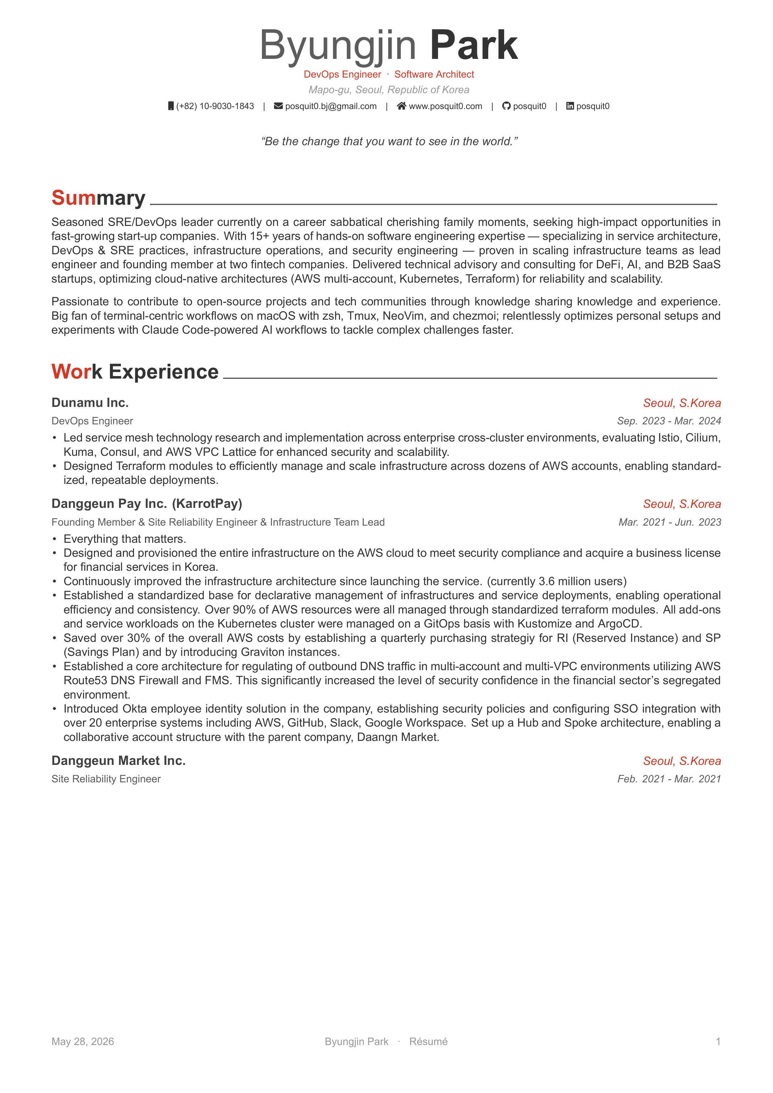 Awesome CV LaTeX template preview