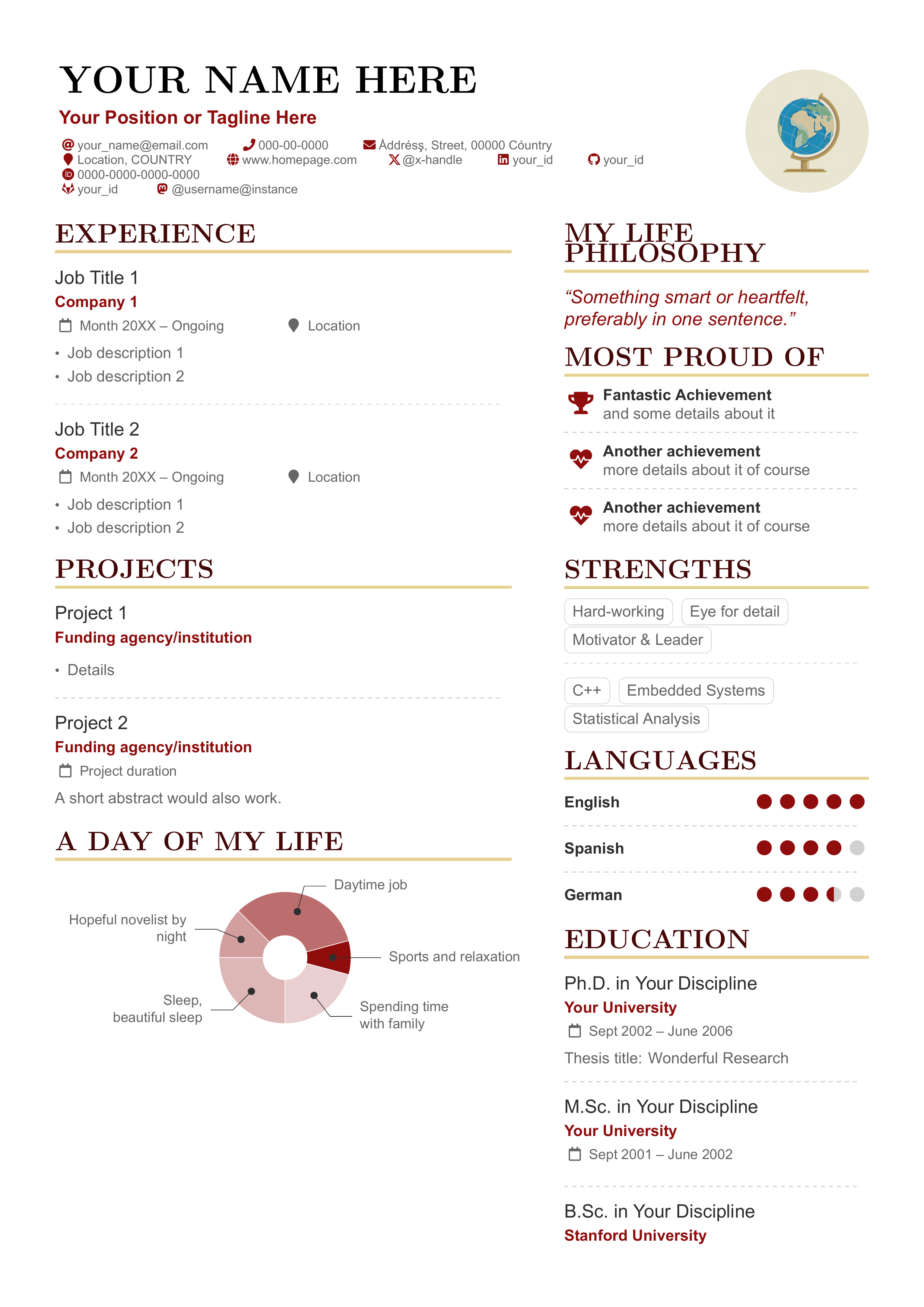 AltaCV Resume LaTeX template preview