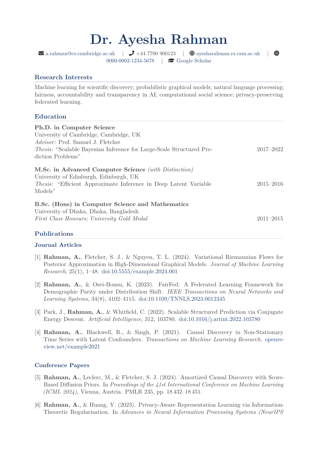 Academic CV LaTeX template — first page preview