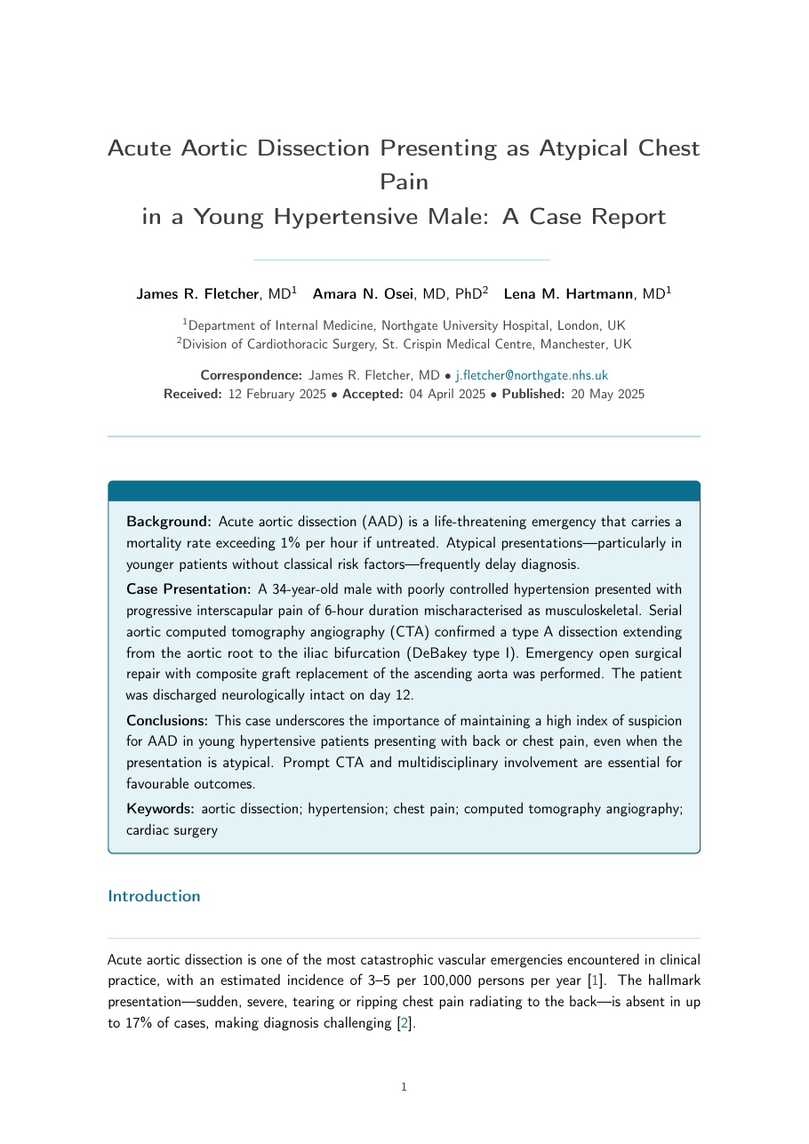 Clinical Case Report LaTeX template preview