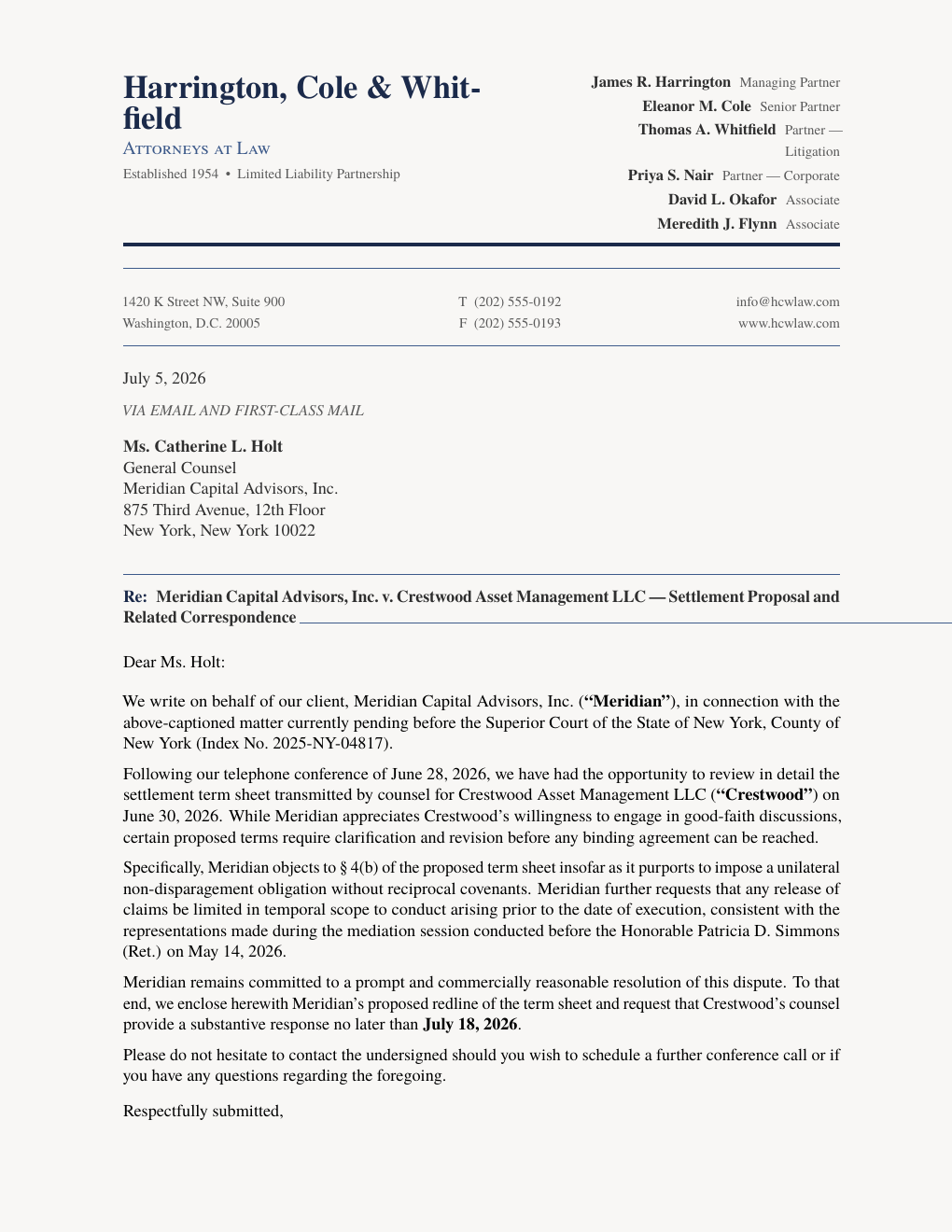 Law Firm Letterhead LaTeX template — first page preview