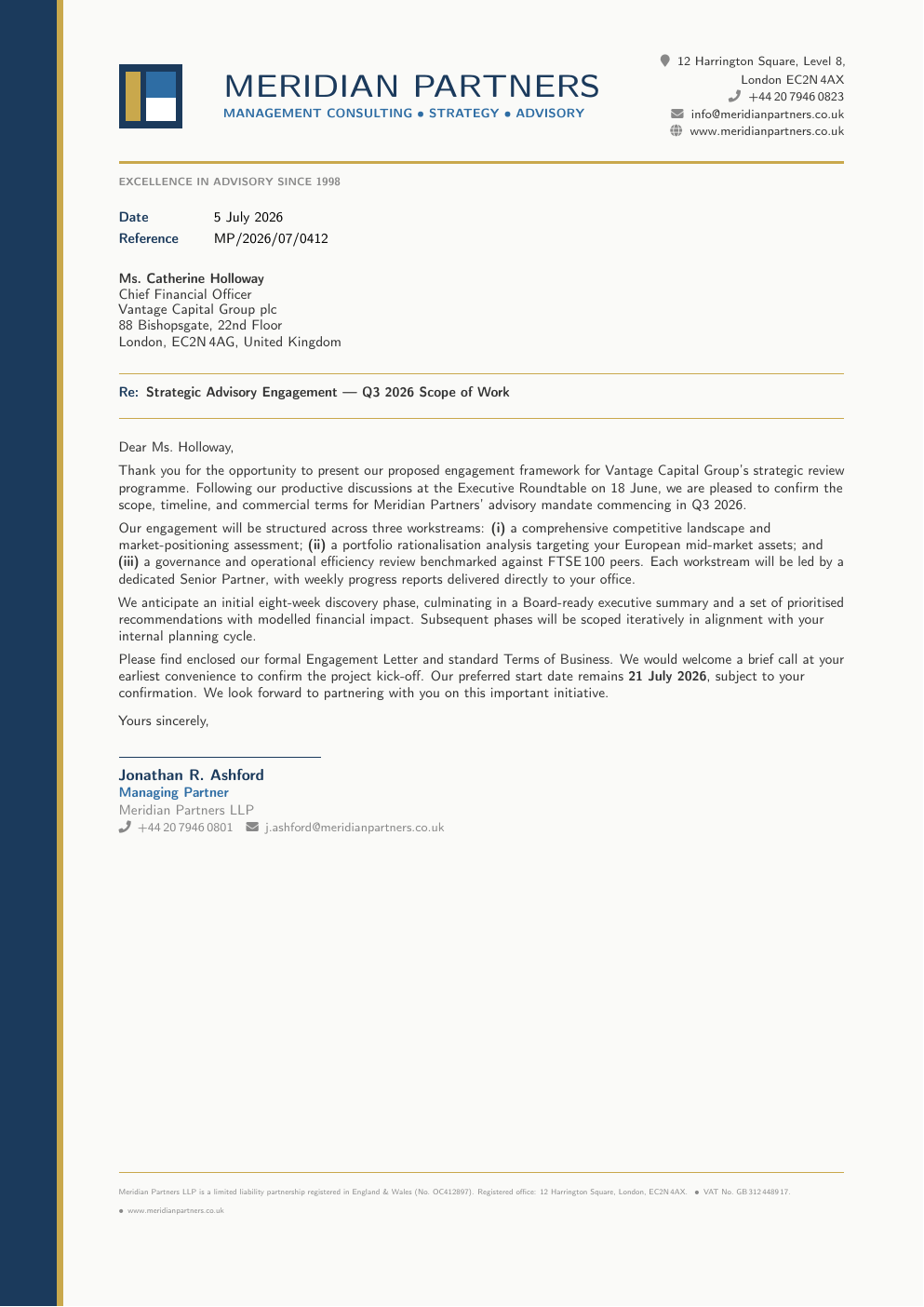 Modern Business Letterhead LaTeX template — first page preview