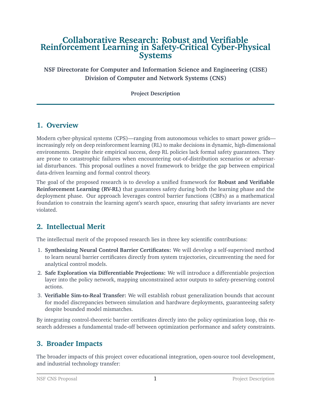 NSF Grant Proposal LaTeX template preview