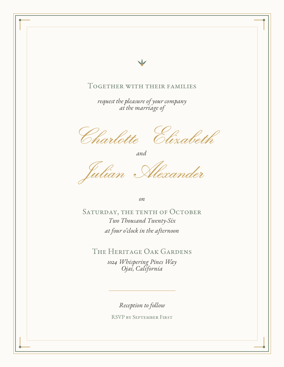 Wedding Invitation LaTeX template — first page preview