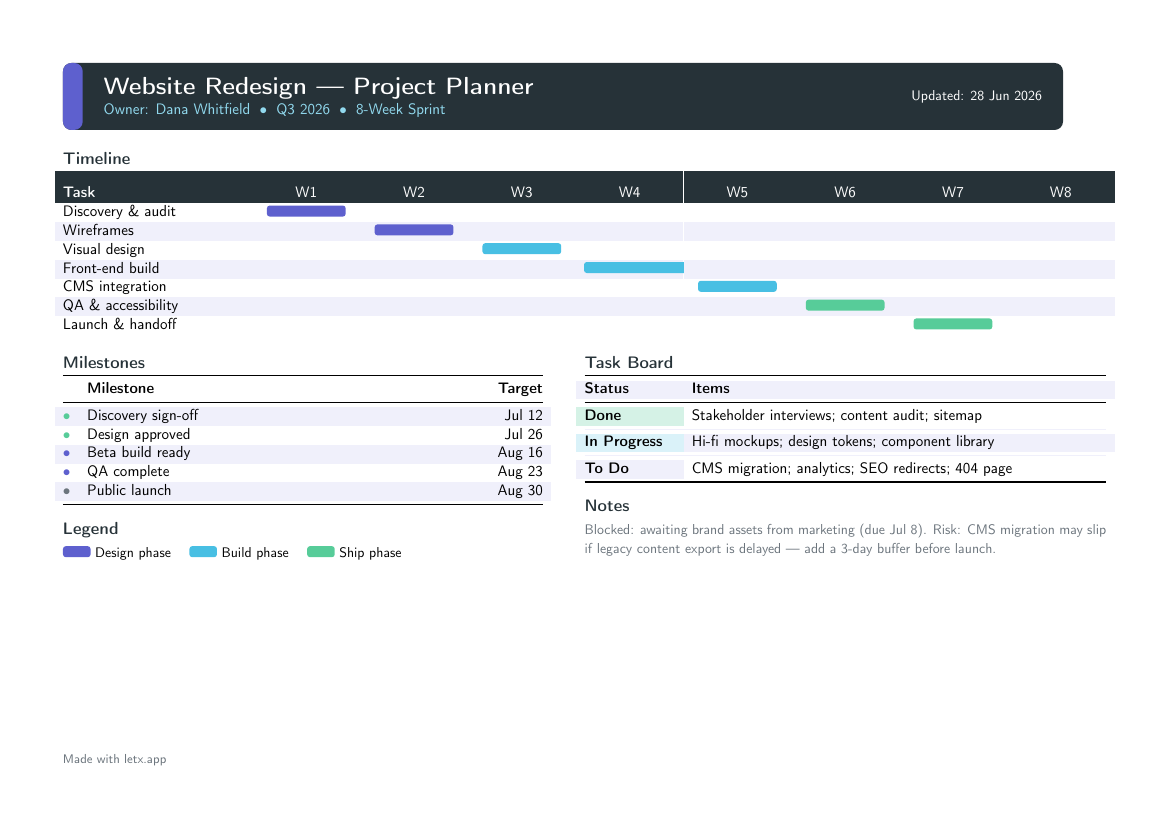 Project Planner preview