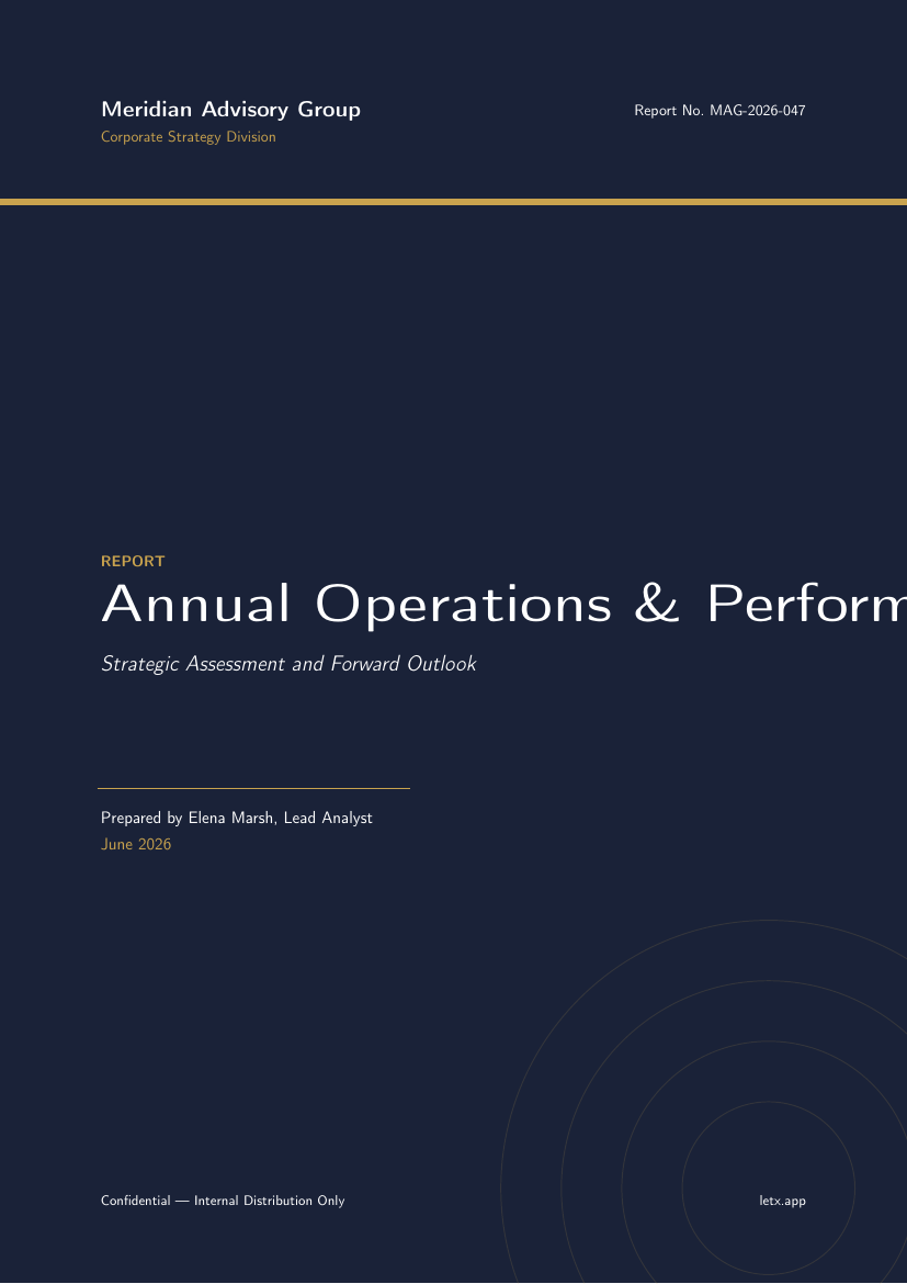 Report Cover Page LaTeX template — first page preview