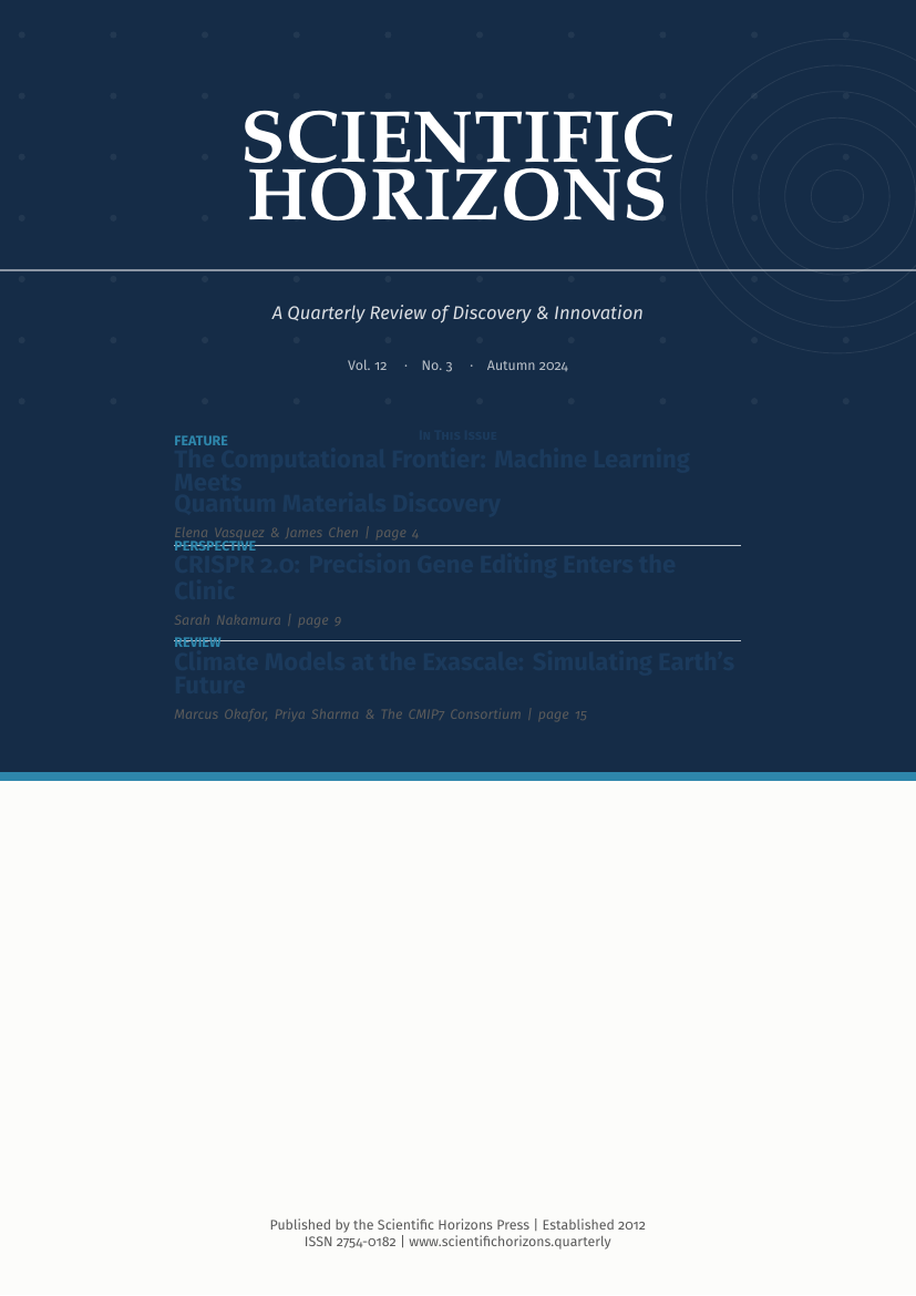 Scientific Magazine (Quarterly) LaTeX template — first page preview