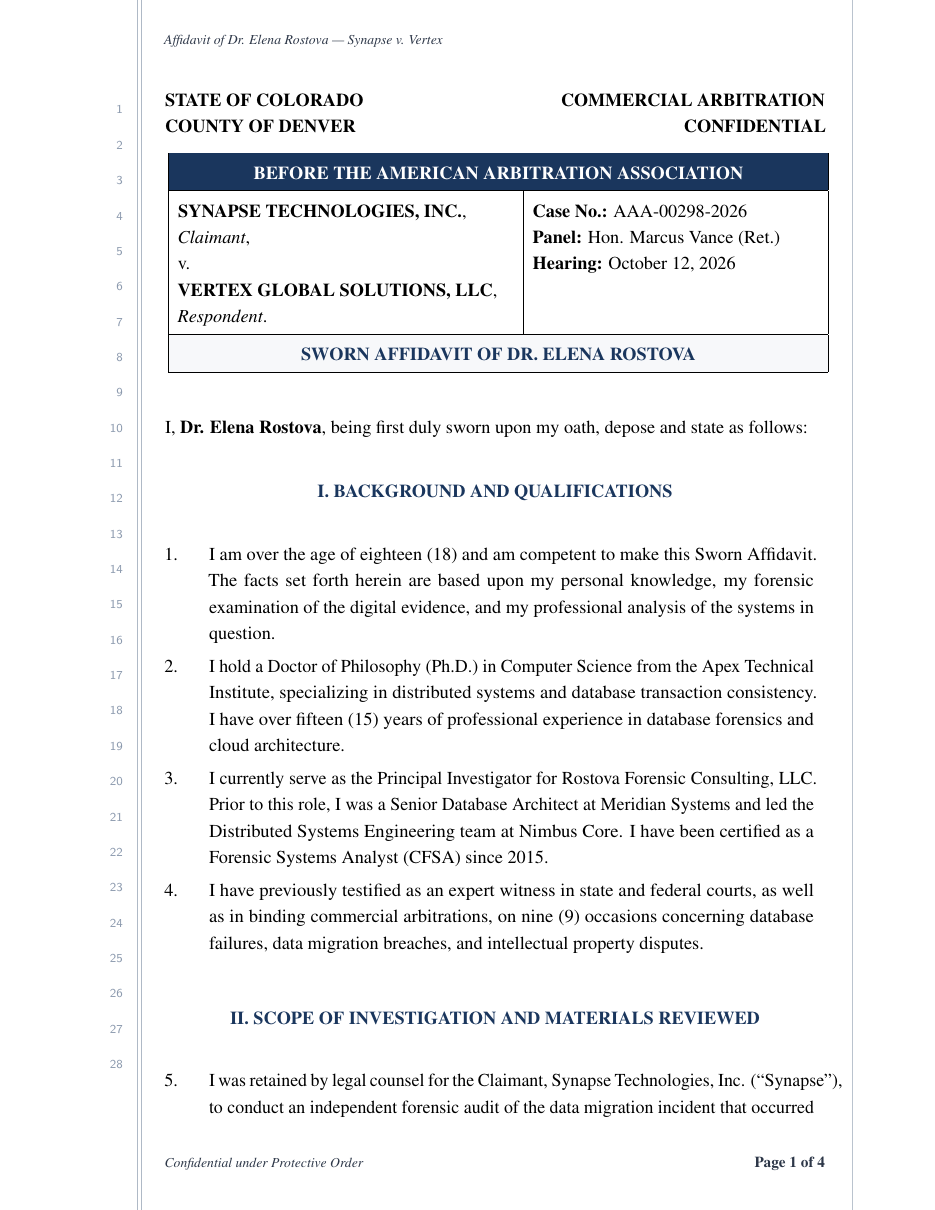 Sworn Affidavit LaTeX template preview