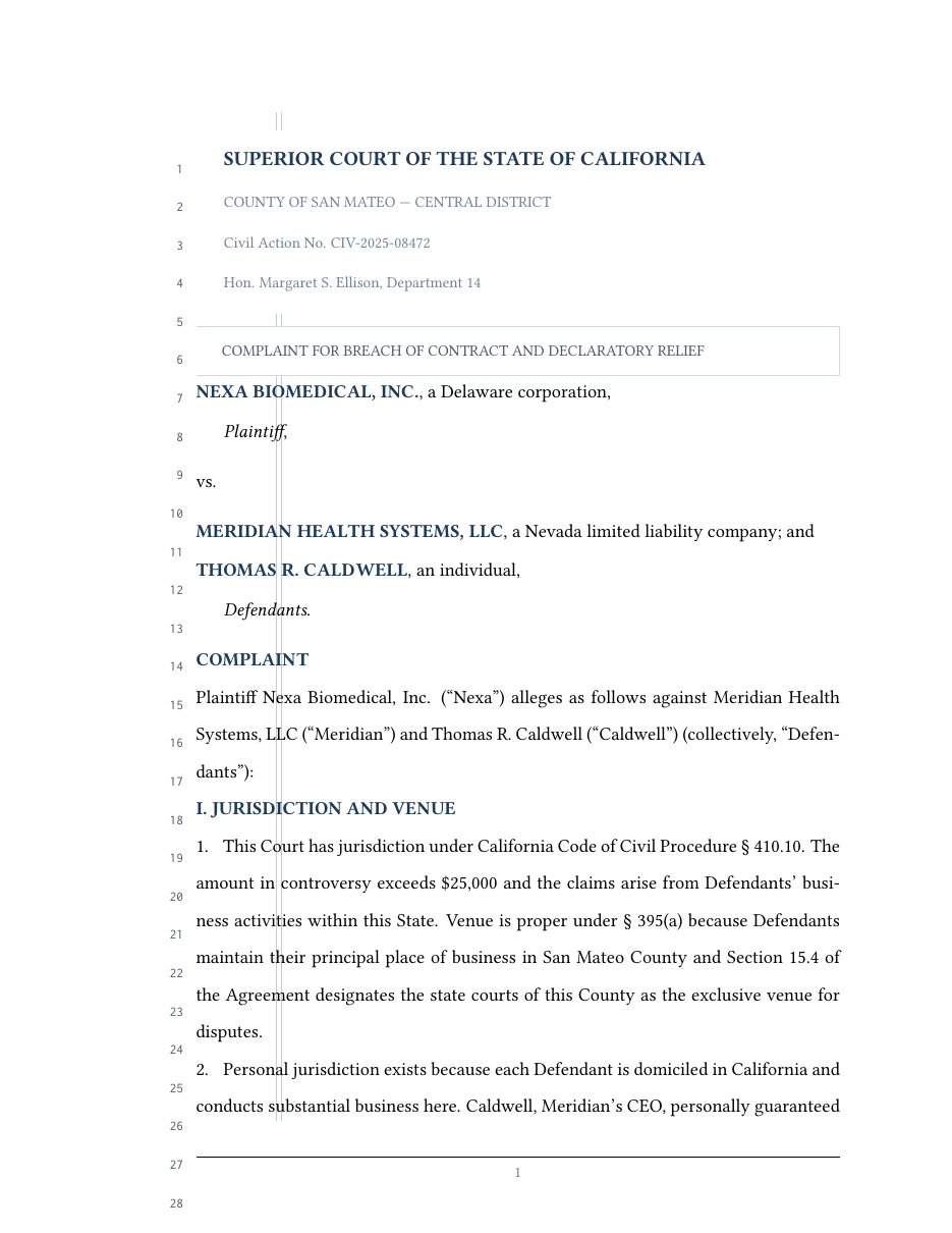 Legal Pleading Paper LaTeX template preview