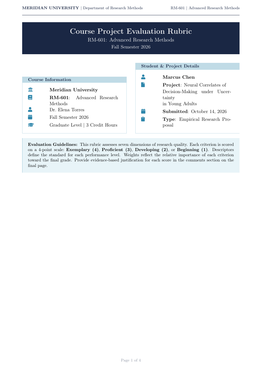 Grading Rubric preview