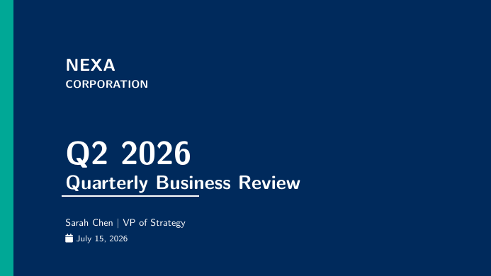 Quarterly Business Review (QBR) LaTeX template preview