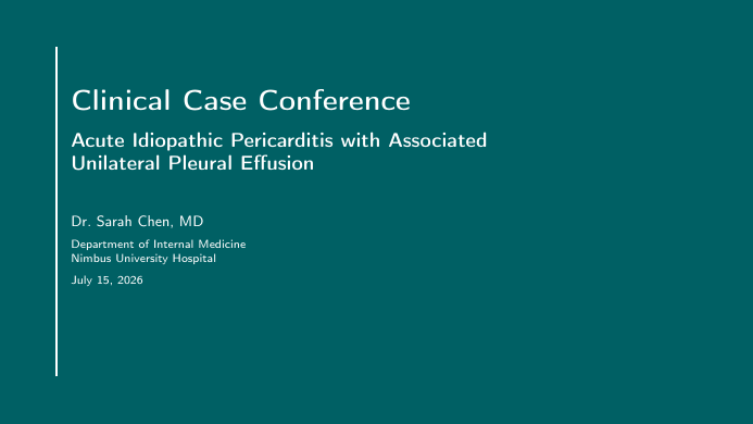 Medical Case Presentation LaTeX template preview