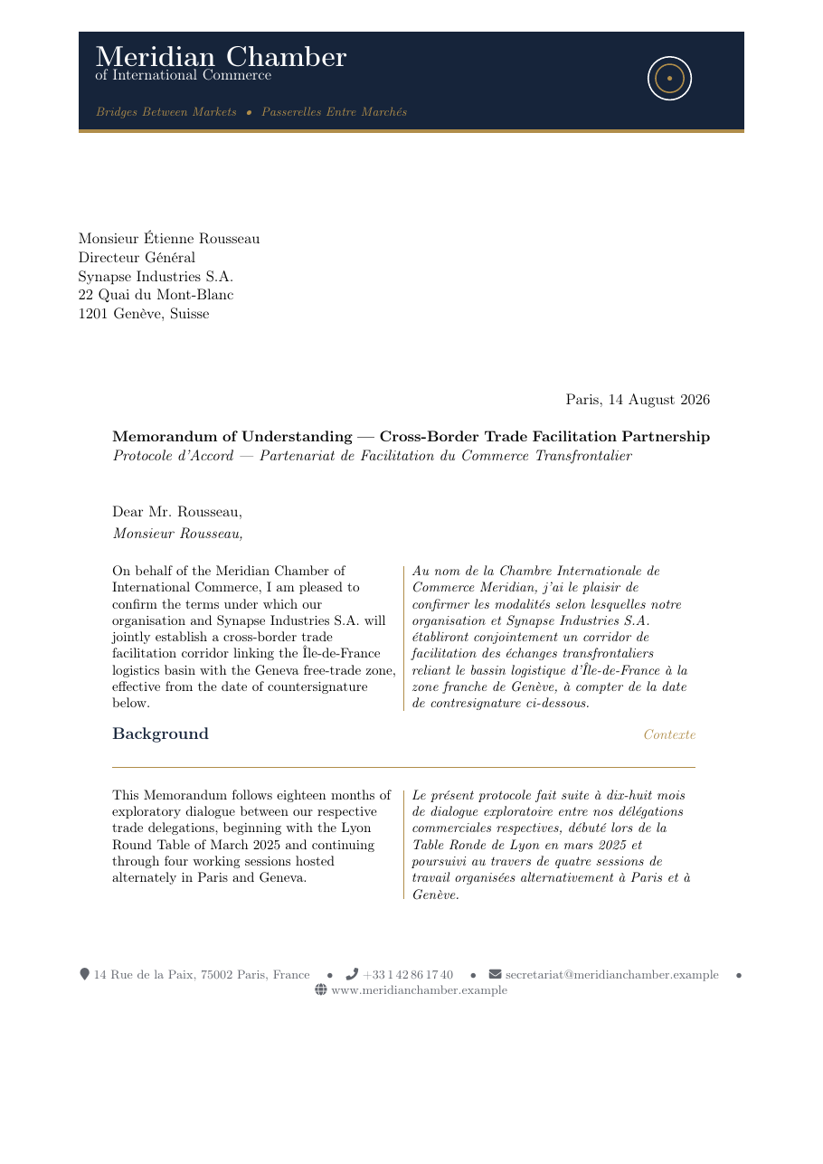 Bilingual International Formal Correspondence