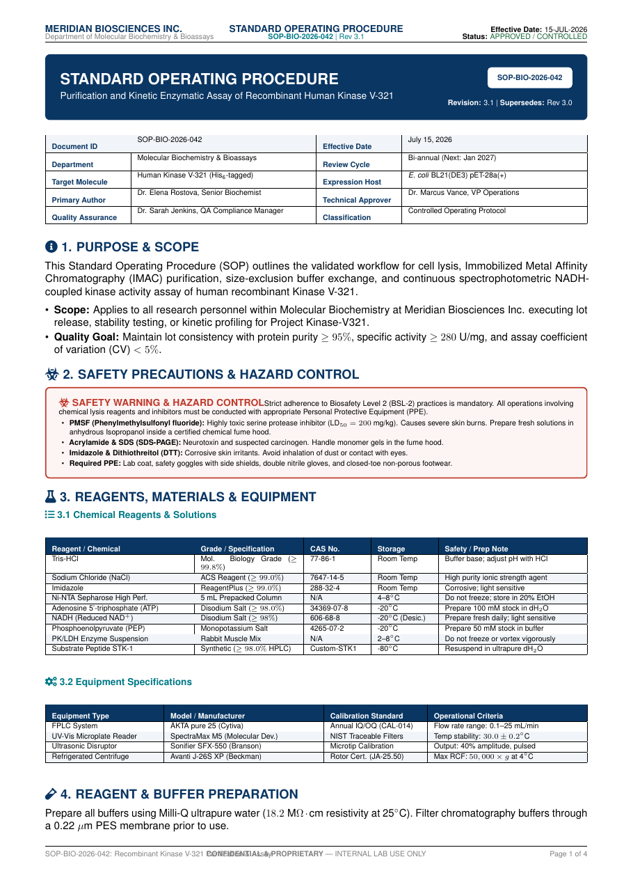 Biochemistry Experimental Protocol SOP preview