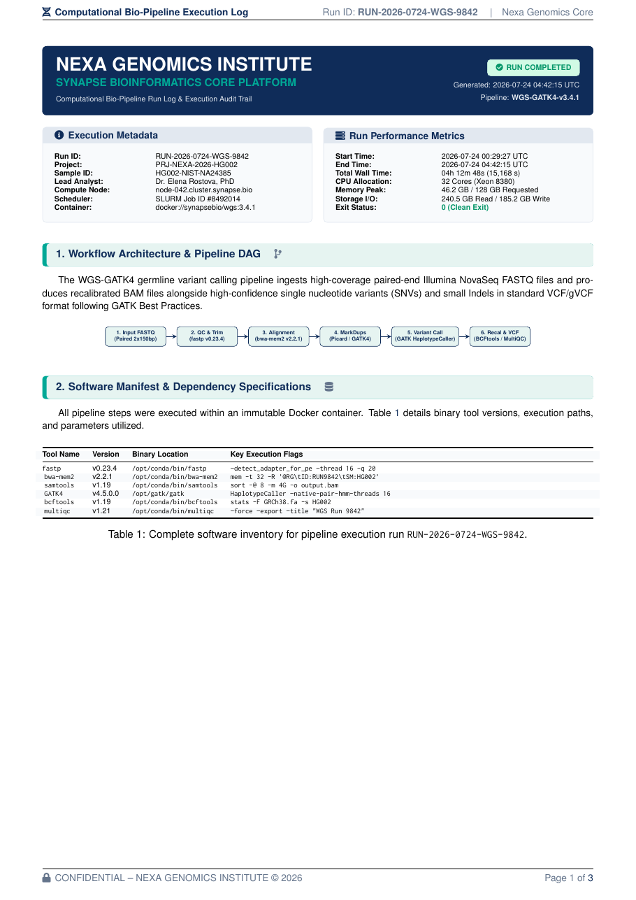 Computational Bio-Pipeline Execution Log preview
