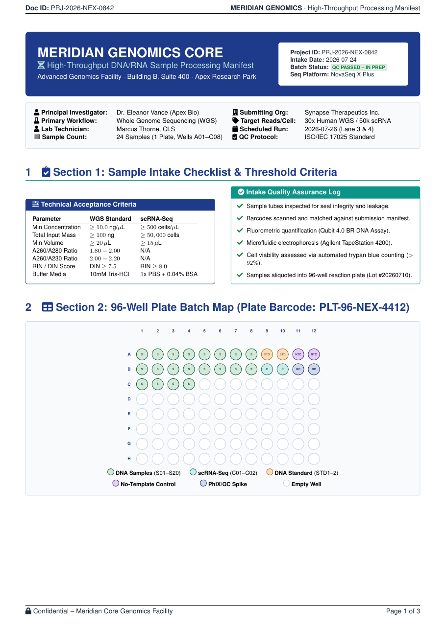 Genomics Sample Processing Sheet preview