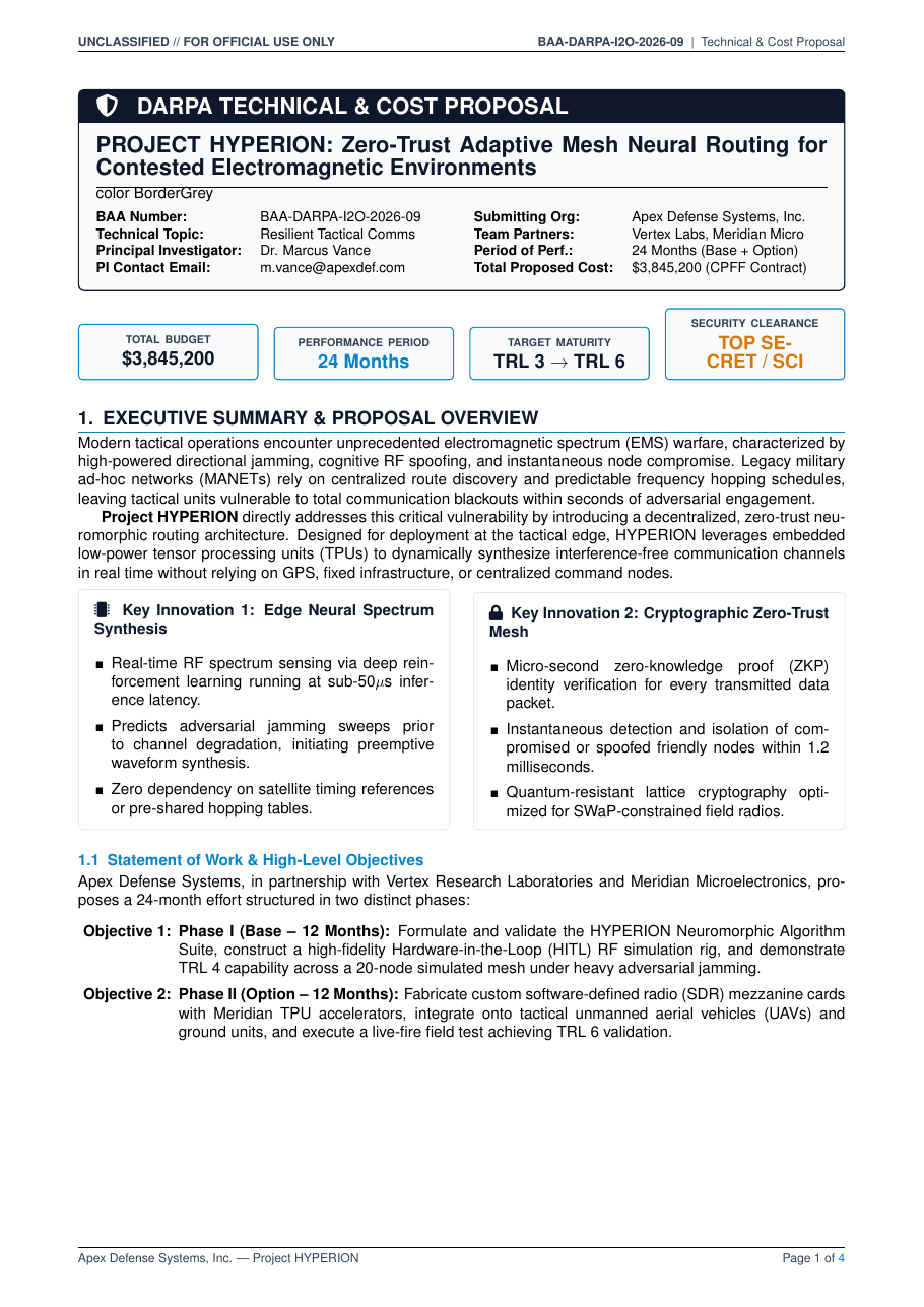 DARPA Technical & Cost Proposal preview