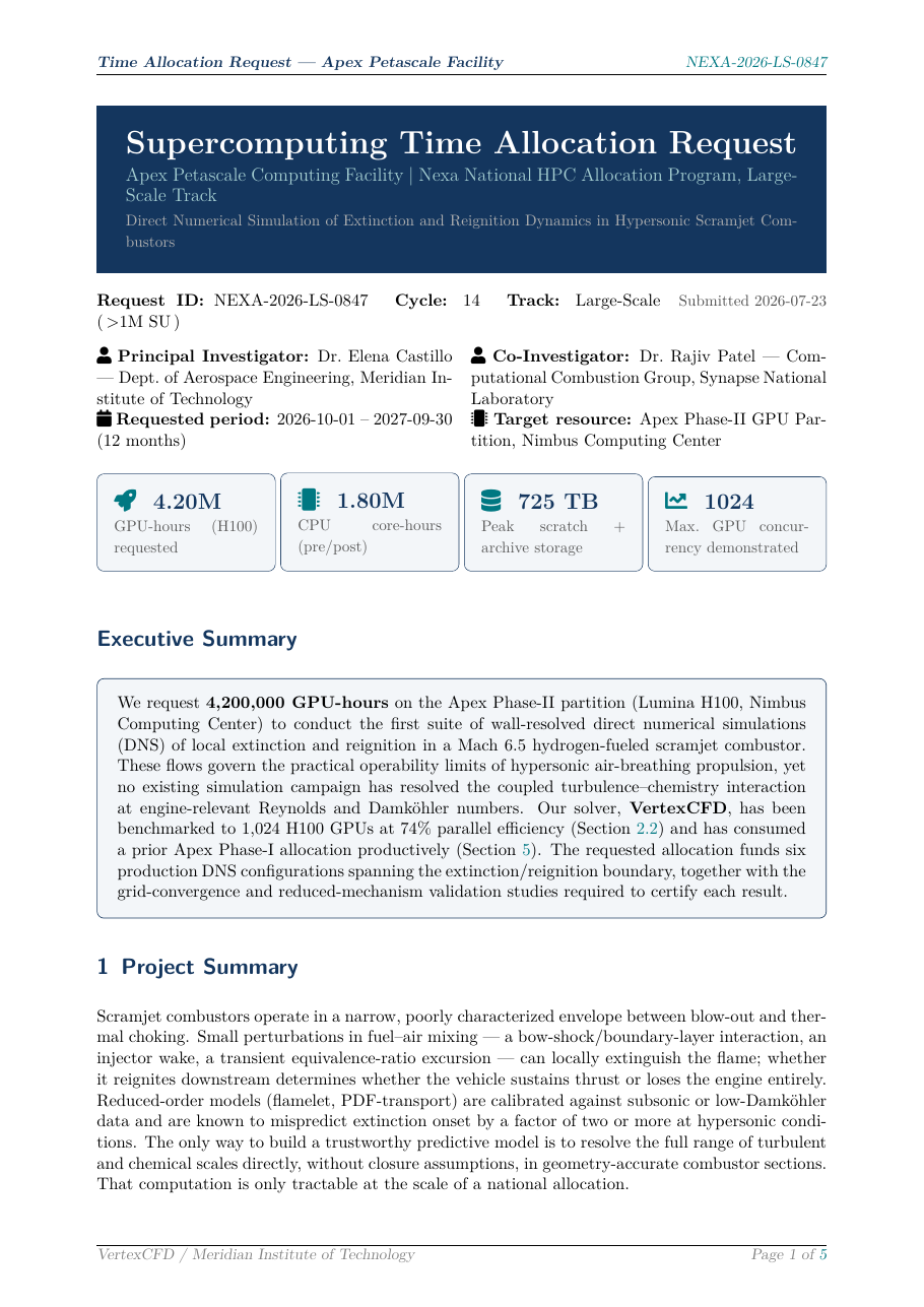Supercomputing Time Allocation Request preview