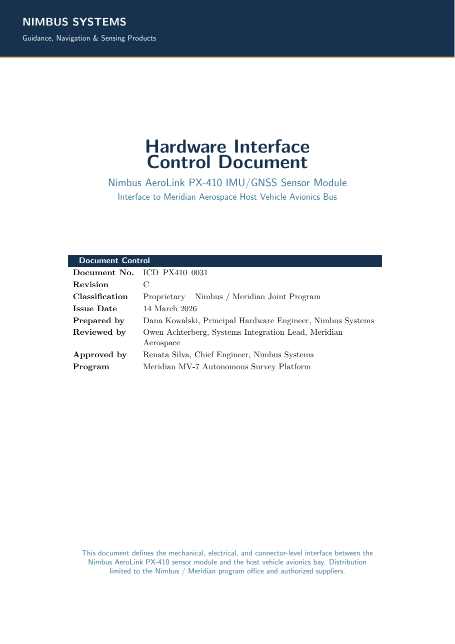 Hardware Interface Control Document (ICD) preview
