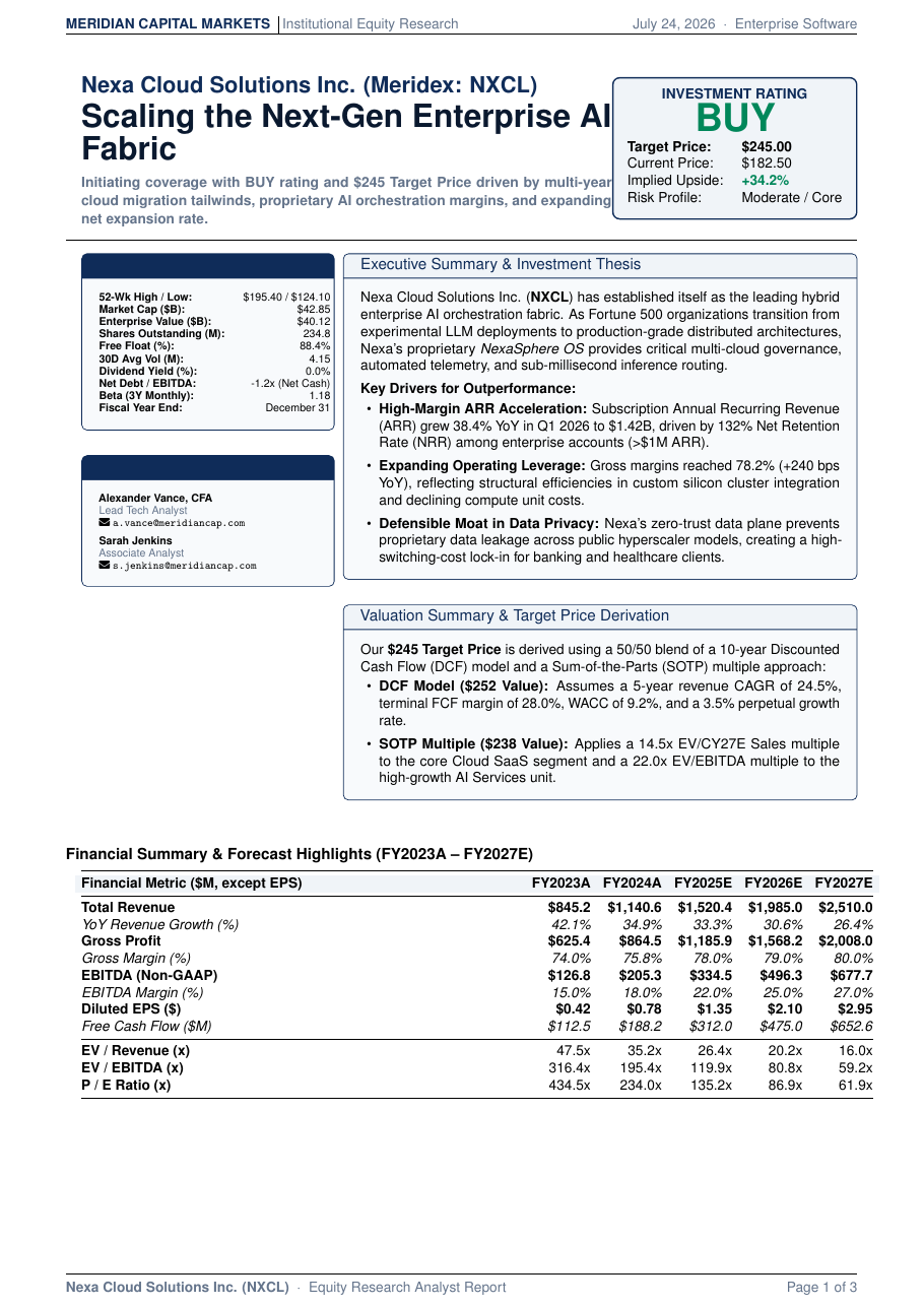 Equity Research Analyst Report preview