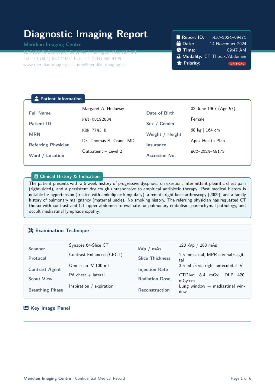 Radiology Diagnostic Imaging Report preview