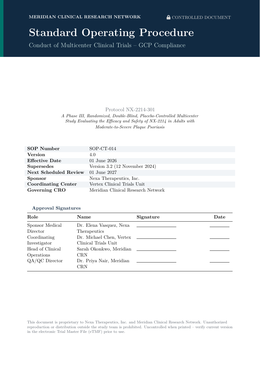 Multicenter Clinical Trial SOP preview
