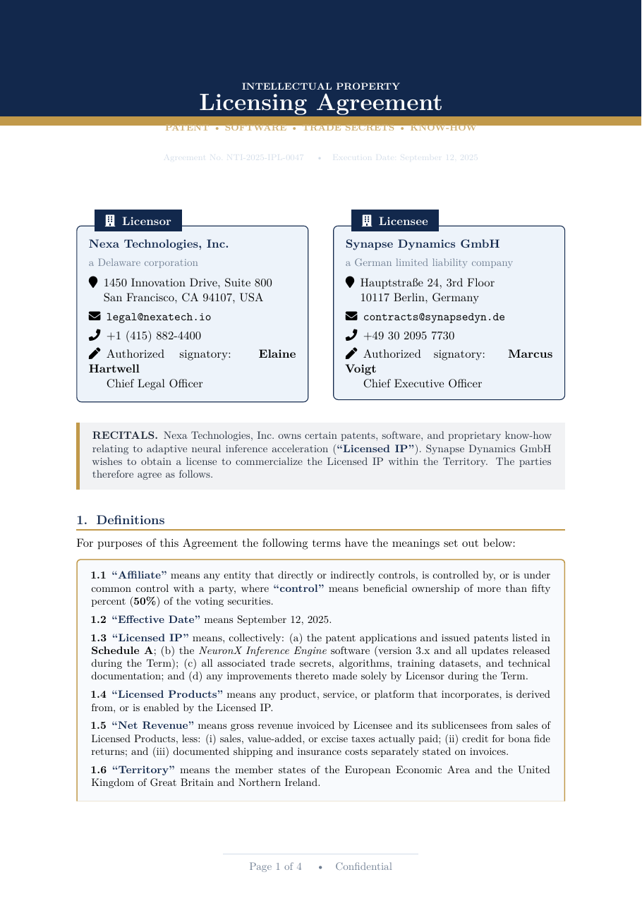 Intellectual Property Licensing Agreement preview