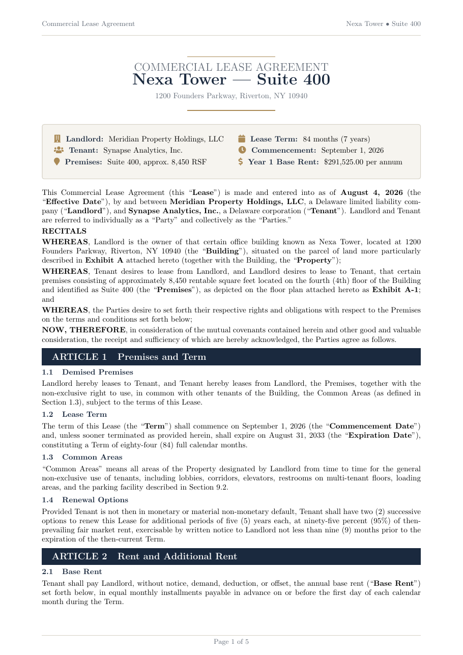 Commercial Real Estate Lease Contract preview