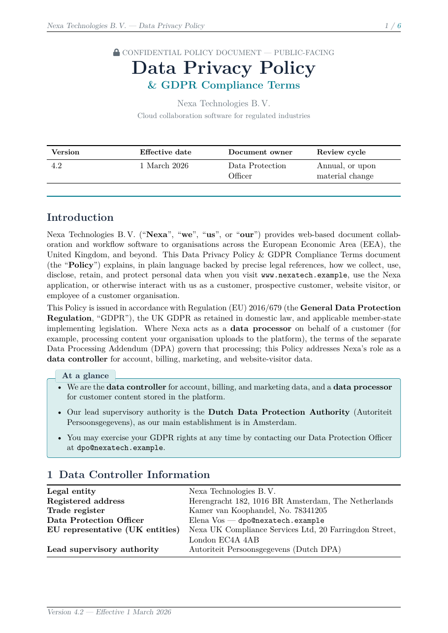 Data Privacy Policy & GDPR Terms preview