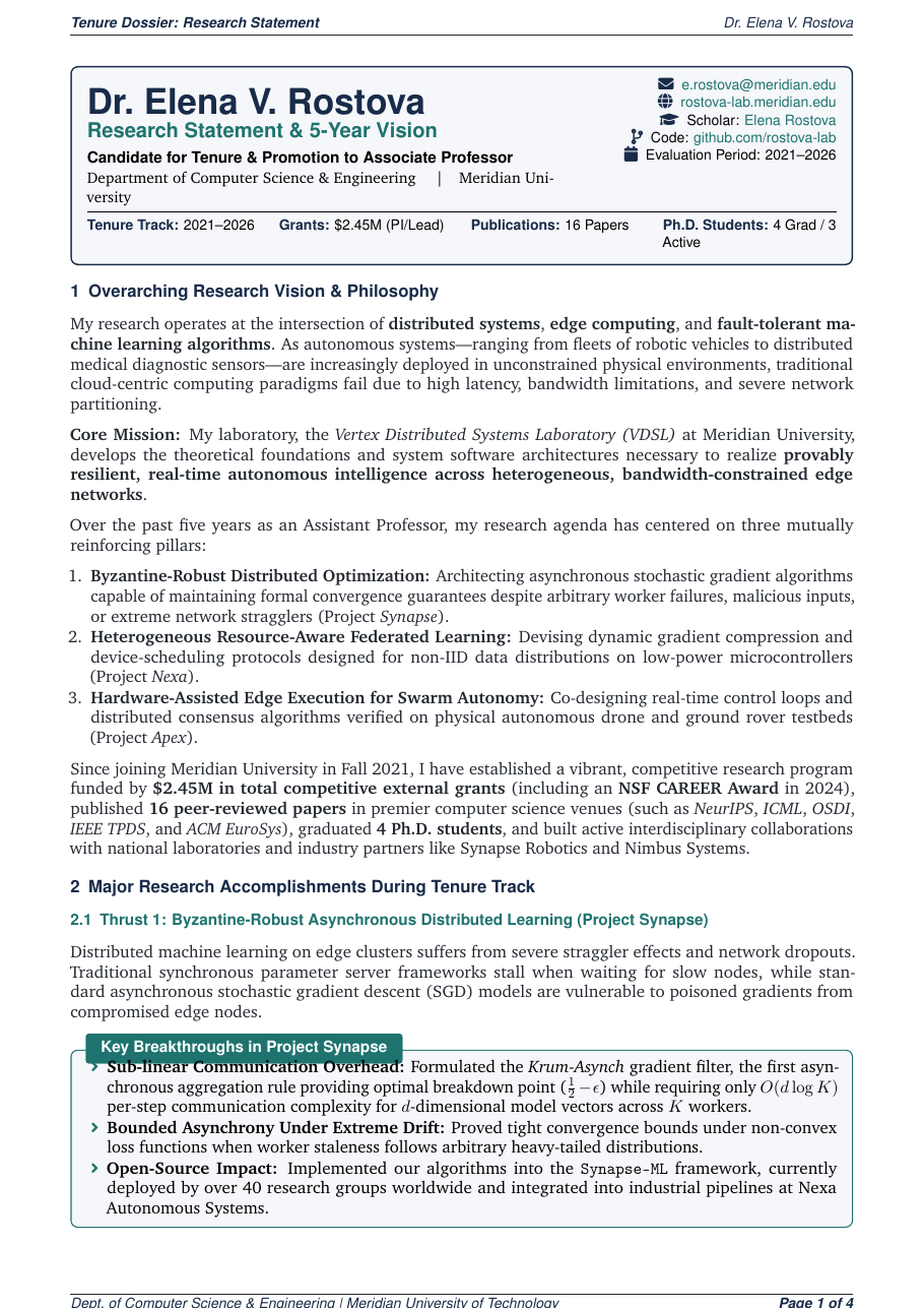 Tenure Track Dossier Research Statement preview