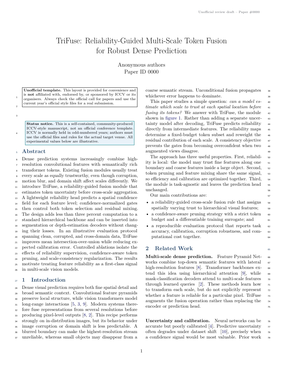 ICCV 2026 Submission Paper LaTeX template — first page preview