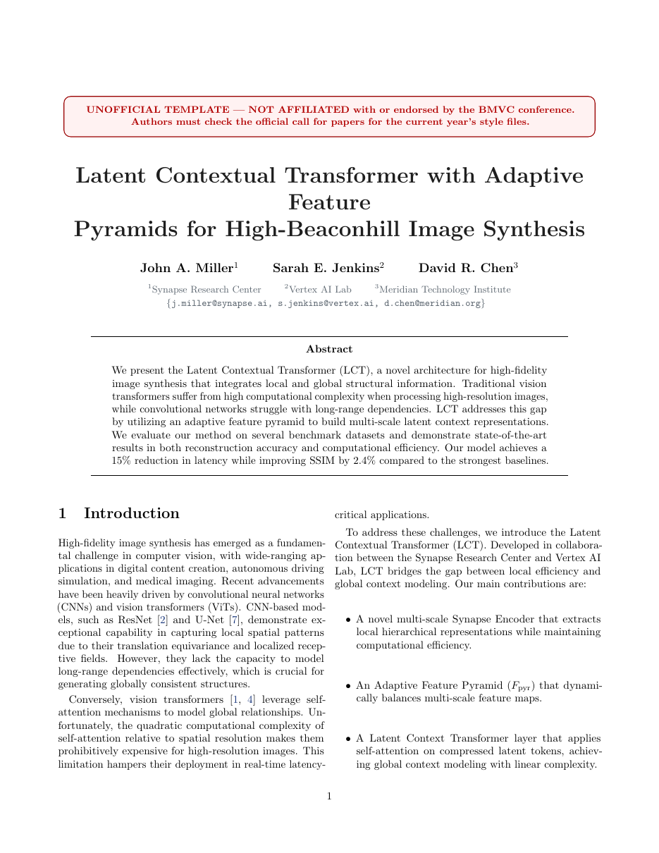 BMVC Submission Paper LaTeX template — first page preview
