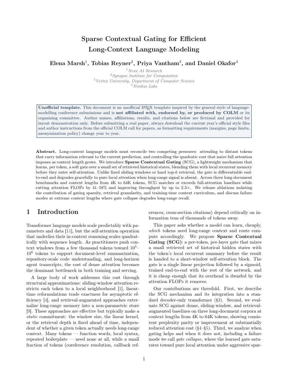 COLM Submission Paper LaTeX template — first page preview
