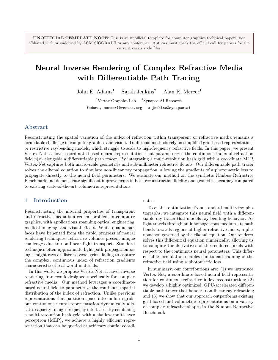 SIGGRAPH Technical Paper LaTeX template — first page preview