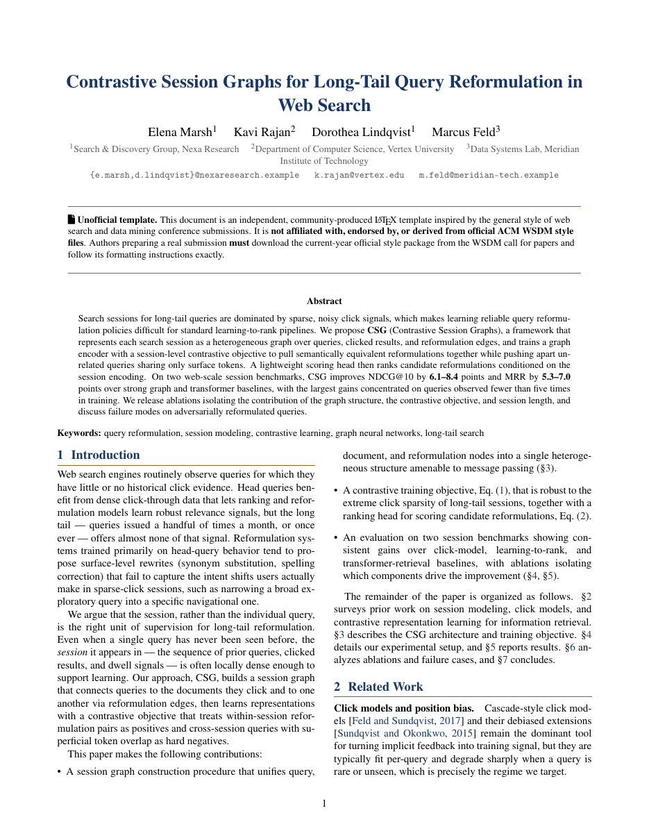 WSDM Submission Paper LaTeX template — first page preview