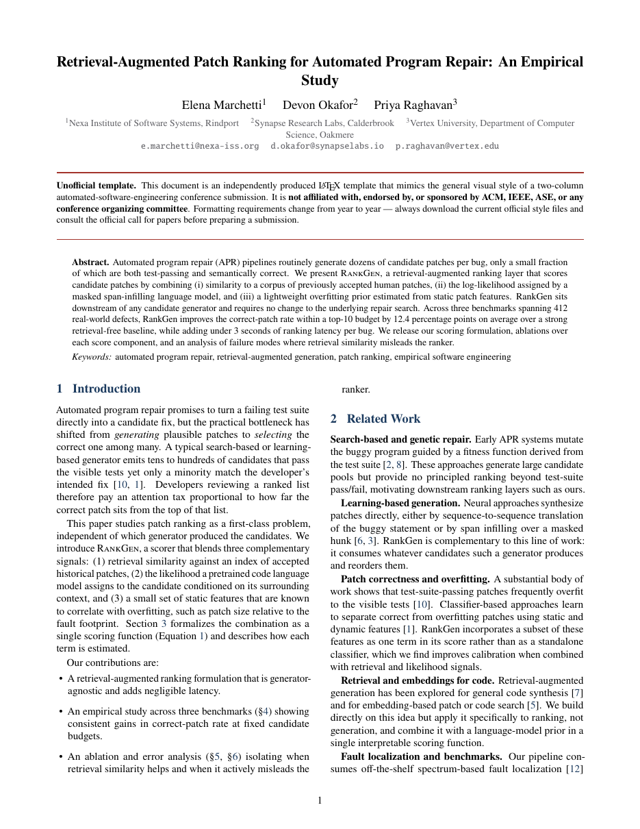 ASE Technical Paper LaTeX template — first page preview