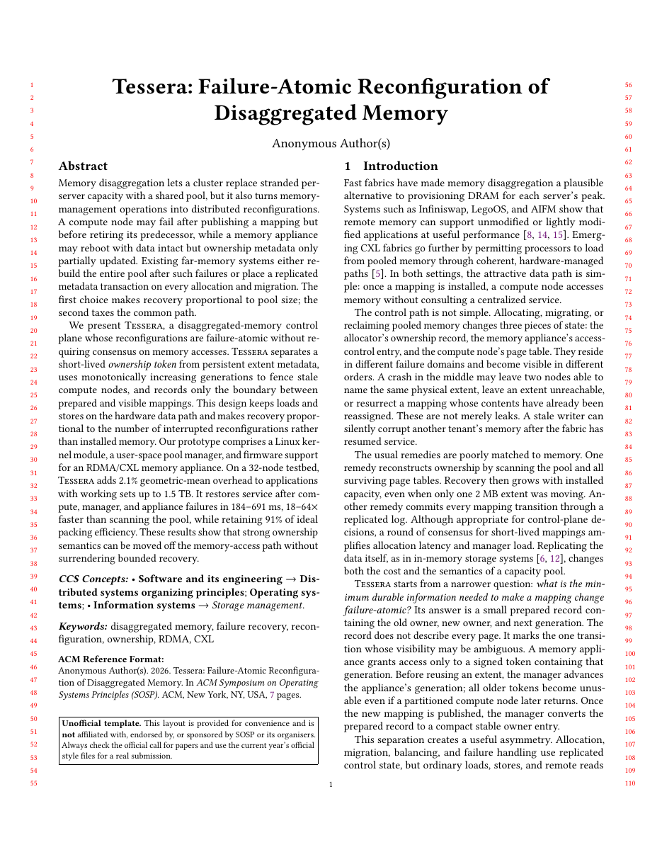 SOSP Technical Paper LaTeX template — first page preview