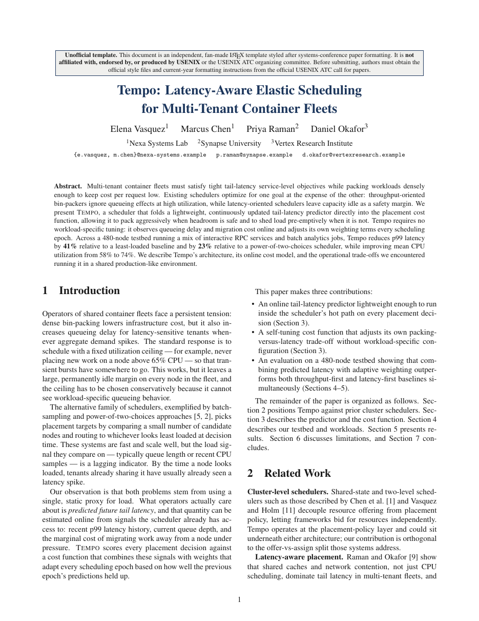 USENIX ATC Paper LaTeX template — first page preview
