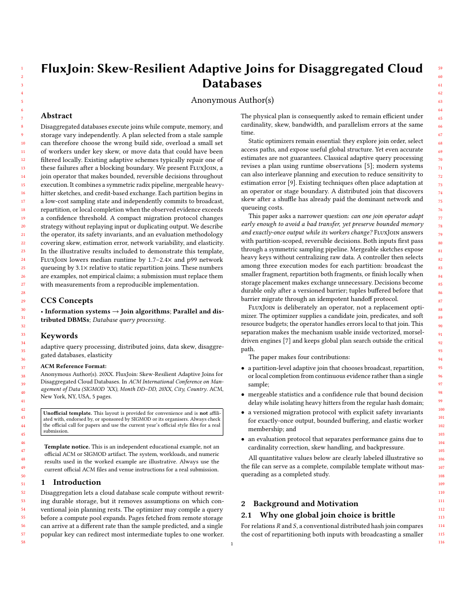 SIGMOD Research Paper LaTeX template — first page preview