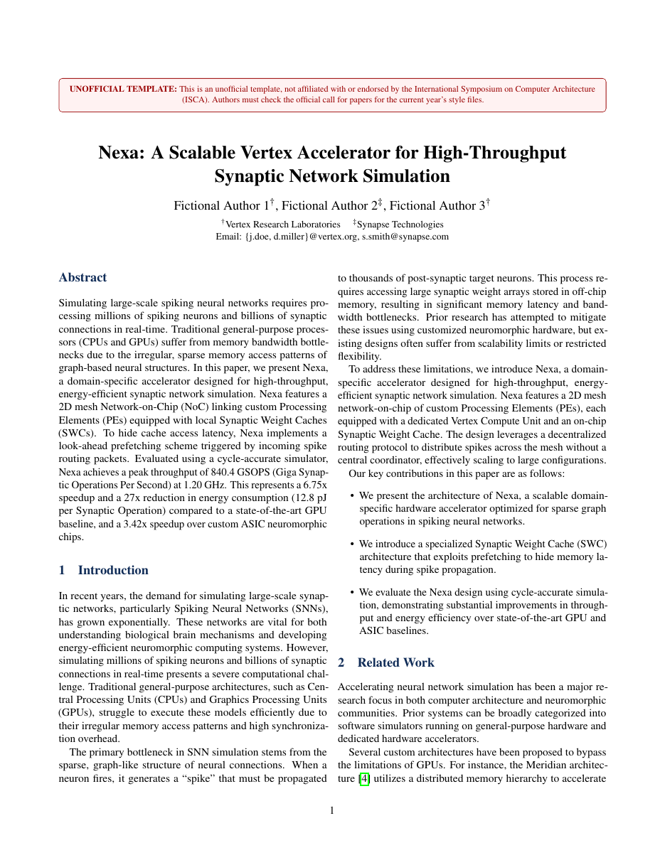 ISCA Architecture Paper LaTeX template — first page preview