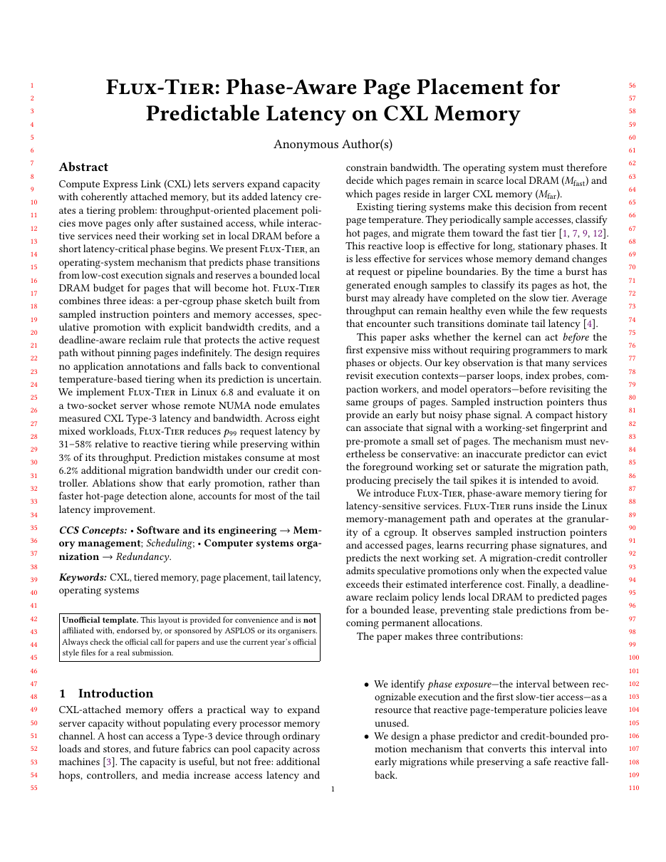 ASPLOS Research Paper LaTeX template — first page preview