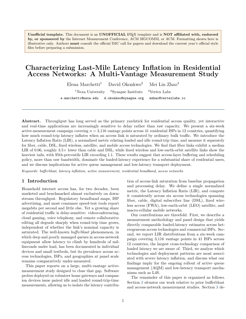 Internet Measurement Conference Paper LaTeX template — first page preview